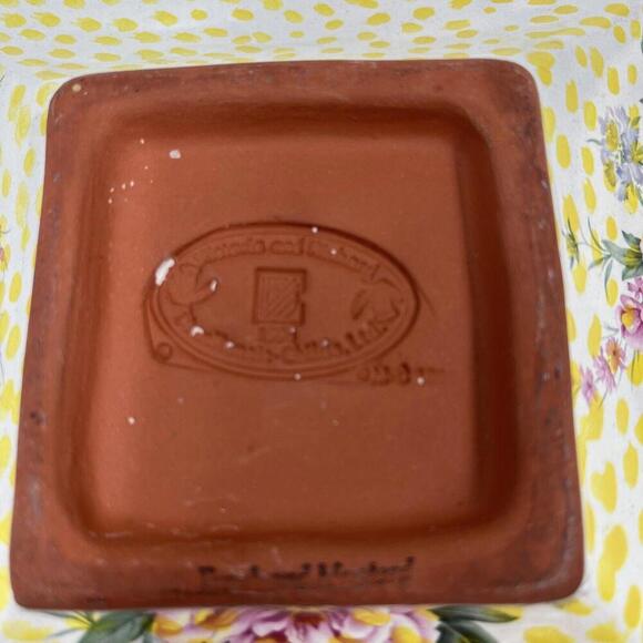 MacKenzie Childs Square Trinket Dish 6.5"x6.5" - Stripes and Checkers Floral - Picture 3 of 5